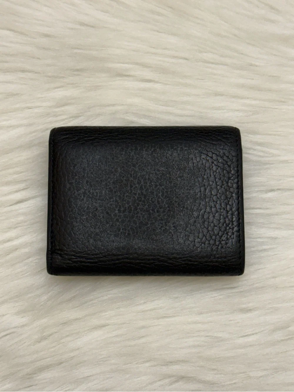 JIMMY CHOO - BLACK LEATHER TRI FOLD STAR STUDDED SNAP WALLET